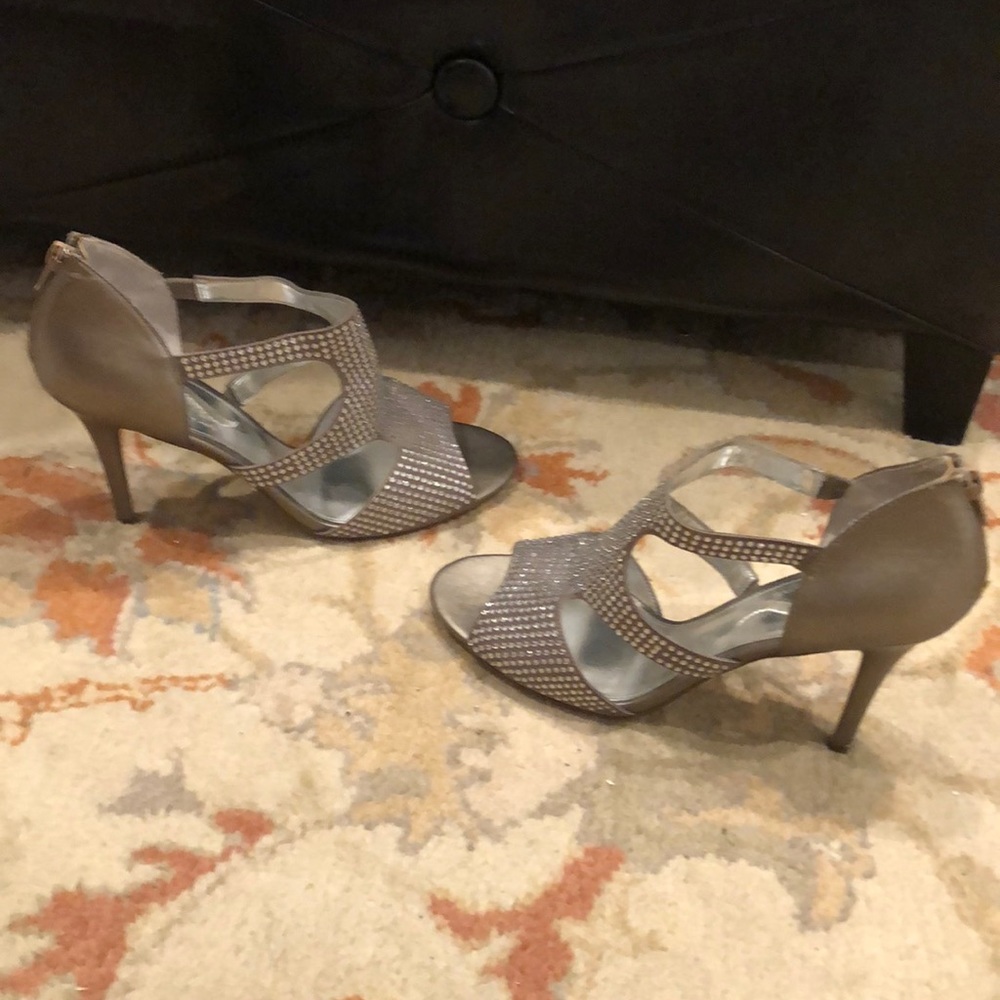 Silver Bedazzled Nina High Heels